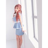 リボンネック×パイピングデザインペプラムタイトミニドレス ガーリードレス 袖あり | Tika | 詳細画像1 