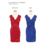 立体レース×パール装飾スリムラインミニドレス セクシードレス 袖なし | Tika | 詳細画像7