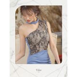 ブラックレースカットハーフジップワンショルダーミニドレス セクシードレス 袖なし | Tika | 詳細画像1