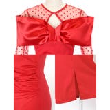 バストビッグリボンシアースリーブタイトミディアムドレス セクシードレス 袖あり | Tika | 詳細画像7 