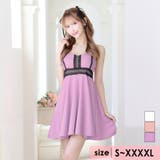 ラベンダー | ブラックレースパイピングサイハイウエストマークAラインミニドレス ガーリードレス | Tika