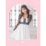 ブラックレースパイピングサイハイウエストマークAラインミニドレス ガーリードレス | Tika | 詳細画像1 