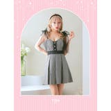 ショルダーチュールリボンボックスプリーツフレアミニドレス ガーリードレス 袖なし | Tika | 詳細画像1