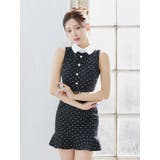 レトロガーリーフラワーレース×ドット襟付きタイトミニドレス ガーリードレス 総レ… | Tika | 詳細画像2 