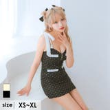 ブラック | ラメドットモノトーン×ハーフジップタイトミニドレス ガーリードレス レトロドレス | Tika