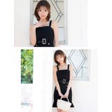 ウエストベルト付きダブルボタン裾フリルタイトミニドレス ガーリードレス 袖なし | Tika | 詳細画像2 