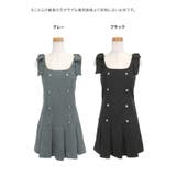 Tika ビジューボタンリボンショルダープリーツフレアミニドレス ガーリードレス | Tika | 詳細画像13 