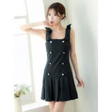 Tika ビジューボタンリボンショルダープリーツフレアミニドレス ガーリードレス | Tika | 詳細画像9 