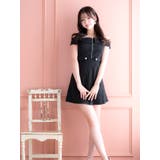 ドット柄×ベルト付きオフショルダーフレアミニドレス ガーリードレス | Tika | 詳細画像2