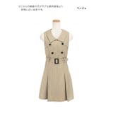 ベージュ | Tika ヘリンボーン風襟付きダブルボタンフレアミニドレス ガーリードレス | Tika