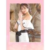 オフショルフリルウエストマークリボンタイトミニドレス セクシードレス タイトドレス | Tika | 詳細画像1