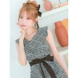 千鳥柄ハイウエストマークペプラムタイトミニドレス ガーリードレス 袖なし | Tika | 詳細画像2 