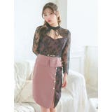 ブラックレースデコルテカットハイウエストタイトミニドレス セクシードレス 袖あり | Tika | 詳細画像4 