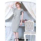 ビジューウエストマークフリルスリーブミディアムドレス エレガントドレス 袖なし | Tika | 詳細画像1 