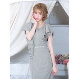 ビジューウエストマークフリルスリーブミディアムドレス エレガントドレス 袖なし | Tika | 詳細画像4 