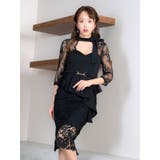 ネックリボンペプラム刺繍レースミディアムドレス セクシードレス キャバドレス | Tika | 詳細画像6 