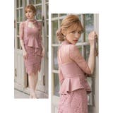 ネックリボンペプラム刺繍レースミディアムドレス セクシードレス キャバドレス | Tika | 詳細画像2 