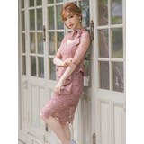 ネックリボンペプラム刺繍レースミディアムドレス セクシードレス キャバドレス | Tika | 詳細画像3 