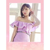 ボリュームフリル細ベルト付きオフショルミニドレス キャバドレス キャバ | Tika | 詳細画像1 