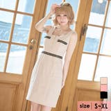 ベージュ | クラシカルハーフジップスクエアネックミニドレス 袖なし フロントジッパー | Tika