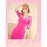 フラワーレース×ウエストカットアウトタイトミディアムドレス エレガントドレス セ… | Tika | 詳細画像1 