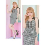 リボンショルダーレースリボンチェック柄ペプラムミニドレス ガーリードレス 袖なし | Tika | 詳細画像8 