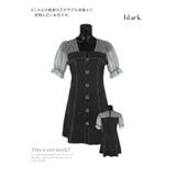 ドットシアースリーブブラックデニム風Aラインワンピースドレス ミニドレス | Tika | 詳細画像6
