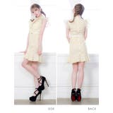 フラワー刺繍チェックネックリボン×ハーフジップミニドレス ガーリードレス 袖あり | Tika | 詳細画像6 