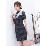 ツイードチェックケミカルレース×リボンブローチミニドレス ガーリードレス 袖あり | Tika | 詳細画像9 