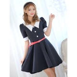 ラメ×ツイード襟デザインAラインフレアワンピースミニドレス ガーリードレス 袖あり | Tika | 詳細画像1