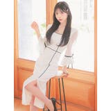 モノトーンシアーベルスリーブパイピングタイトミディアムドレス 韓国ドレス | Tika | 詳細画像2