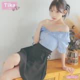 オフショルフリルハイウエスト切替Aラインミニドレス 韓国ドレス 韓国ワンピース | Tika | 詳細画像1