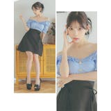 オフショルフリルハイウエスト切替Aラインミニドレス 韓国ドレス 韓国ワンピース | Tika | 詳細画像3