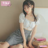 ウエストカット×パフスリーブマーメイドワンピース 韓国ワンピース 韓国ドレス | Tika | 詳細画像1 