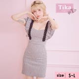 ブラック | ギンガムチェックスクエアネック韓国ミニワンピースドレス ミニドレス タイトドレス | Tika