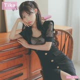 リボンデザイントップ×スリットサロペット風デザインミディアムドレスドレス | Tika | 詳細画像1