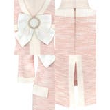 ビジューリボンブローチ付き袖ありVネック配色フロントスリット膝丈ドレス | Tika | 詳細画像7