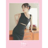 ウエストカット×サイドスリットアシメショルダーミディアムドレス 韓国ドレス エレ… | Tika | 詳細画像1 