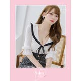 セーラーカラー×ネックリボンツイードスカートミニドレス 韓国ドレス ガーリードレス | Tika | 詳細画像2 