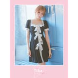 ビッグリボンモノトーンスクエアネックAラインワンピース 韓国ドレス | Tika | 詳細画像6 