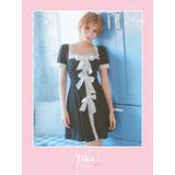ビッグリボンモノトーンスクエアネックAラインワンピース 韓国ドレス | Tika | 詳細画像6