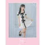 ビッグリボンモノトーンスクエアネックAラインワンピース 韓国ドレス | Tika | 詳細画像1 