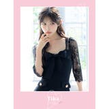 バストリボンレーススリーブボックスプリーツタイトミニドレス 韓国ドレス | Tika | 詳細画像1