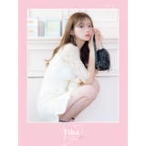 バストリボンレーススリーブボックスプリーツタイトミニドレス 韓国ドレス | Tika | 詳細画像6