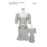 ツイードチェックウエストカット×ジップタイトミニドレス 韓国ドレス ガーリードレス | Tika | 詳細画像7