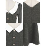 襟デザインモノトーンAラインフレアミニワンピース 韓国ドレス ガーリードレス | Tika | 詳細画像8 