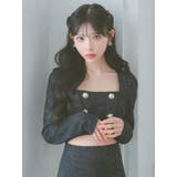 スクエアネック×ウエストカットツイードフレアミニドレス 韓国ドレス セクシー | Tika | 詳細画像8 