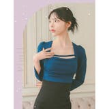 スクエアネックコード×スリットハイウエストタイトミディアムドレス 韓国ドレス | Tika | 詳細画像2 