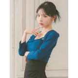 スクエアネックコード×スリットハイウエストタイトミディアムドレス 韓国ドレス | Tika | 詳細画像5 