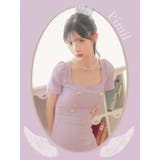 ウエストカット×裾フリルワッフルタイトミニドレス 韓国ドレス 袖あり | Tika | 詳細画像2 